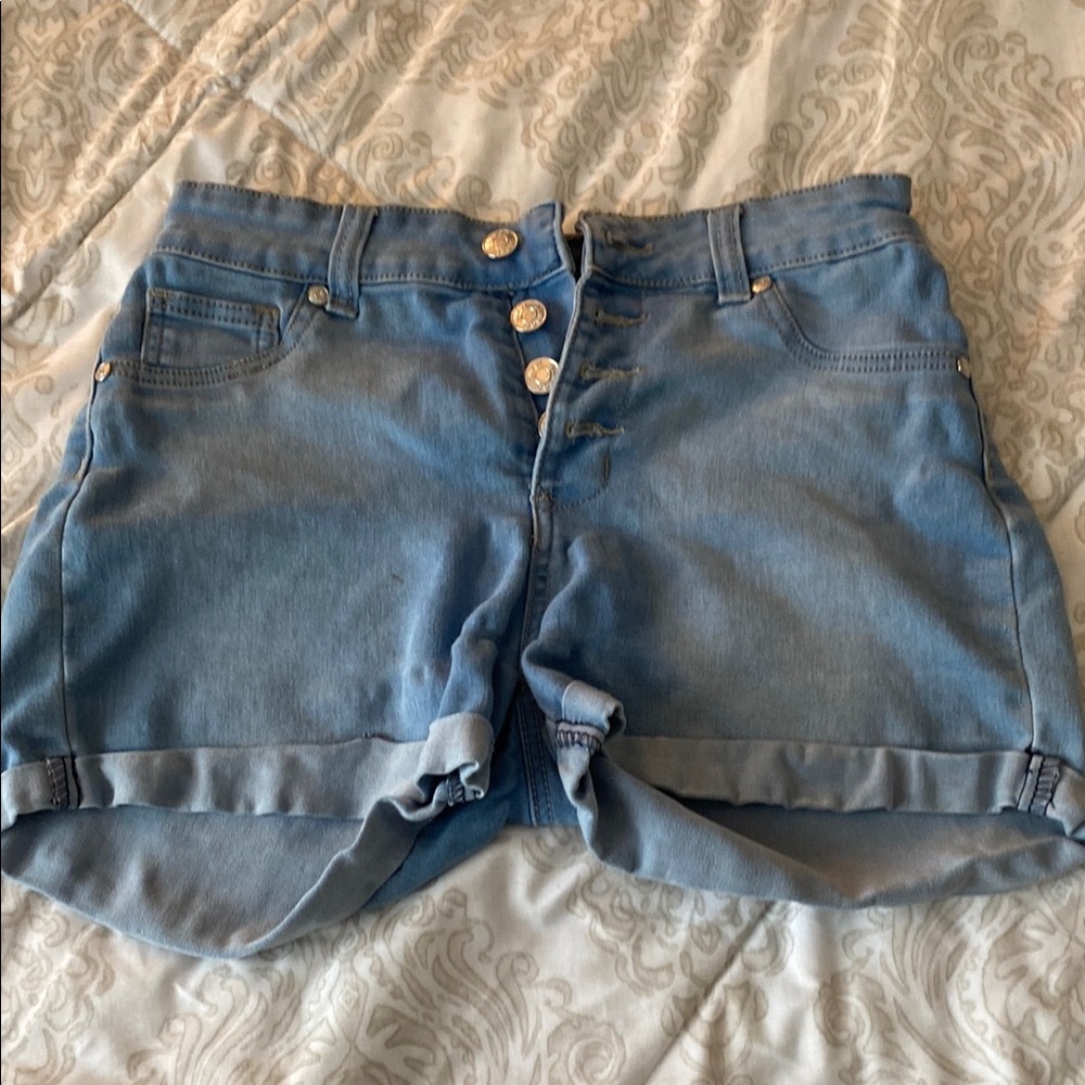BAMBOO Blue Jean Shorts High-Waisted Cuffed